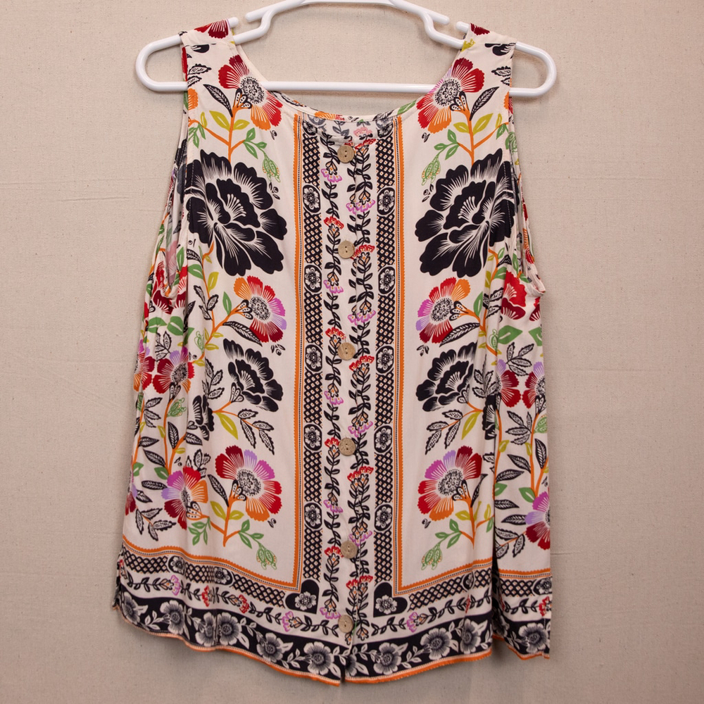 Cynthia Rowley floral sleeves top and wide cropped leg pant set-2X - Picture 5 of 8